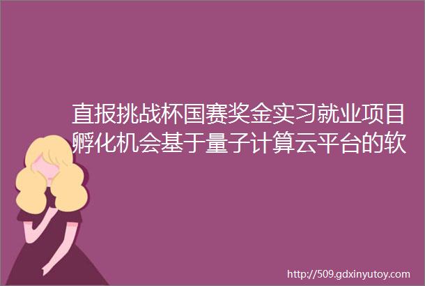 直报挑战杯国赛奖金实习就业项目孵化机会基于量子计算云平台的软件开发和应用探索