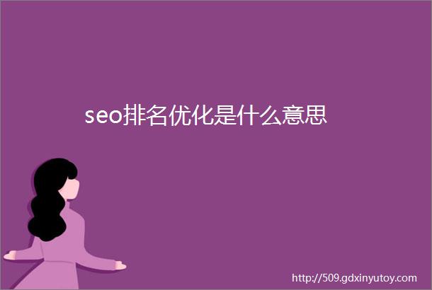 seo排名优化是什么意思