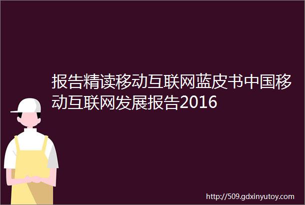 报告精读移动互联网蓝皮书中国移动互联网发展报告2016